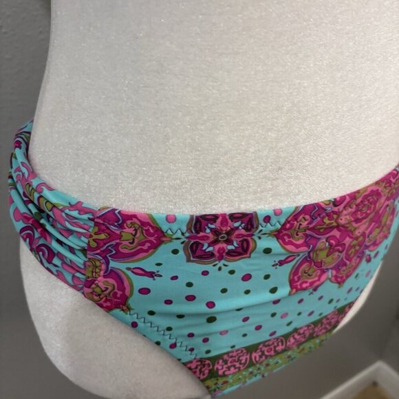 Becca 2 Piece Turquoise Swimsuit Embelished Top Size Small Bottom Size Large - Picture 6 of 13